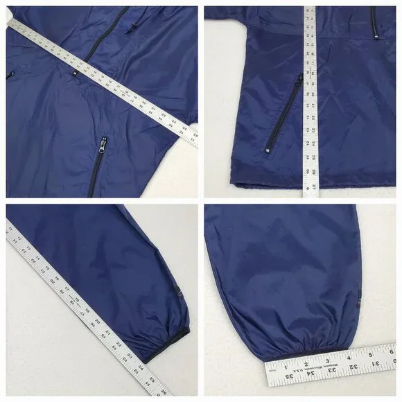 HELLY HANSEN Mens Size M Navy Blue Vintage Hooded Poncho Rain Jacket Windbreaker - Picture 8 of 9